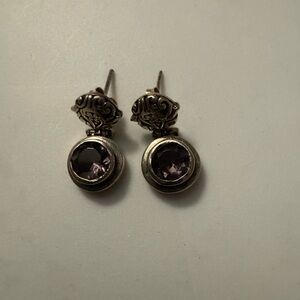 Vintage amethyst and sterling silver earrings